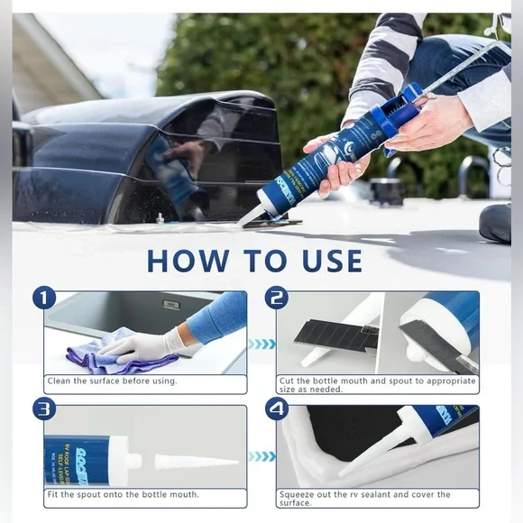 RV Roof Sealant Self-Leveling Lap Sealant White, Camper Caulk for RV Roof Repair - Picture 4 of 5